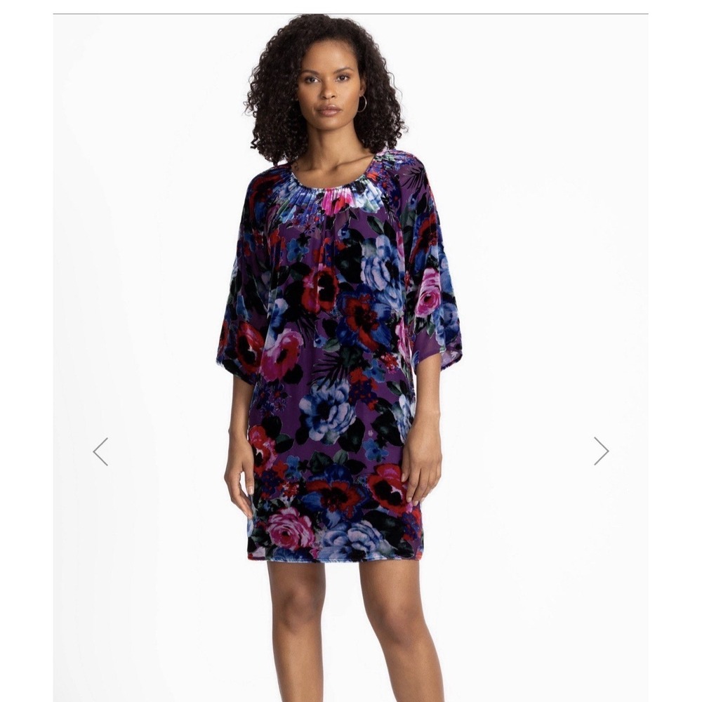 Johnny Was Hollis Mini Dress Phantasma Floral 3/4 Sleeve Silk Size Medium NWT ~